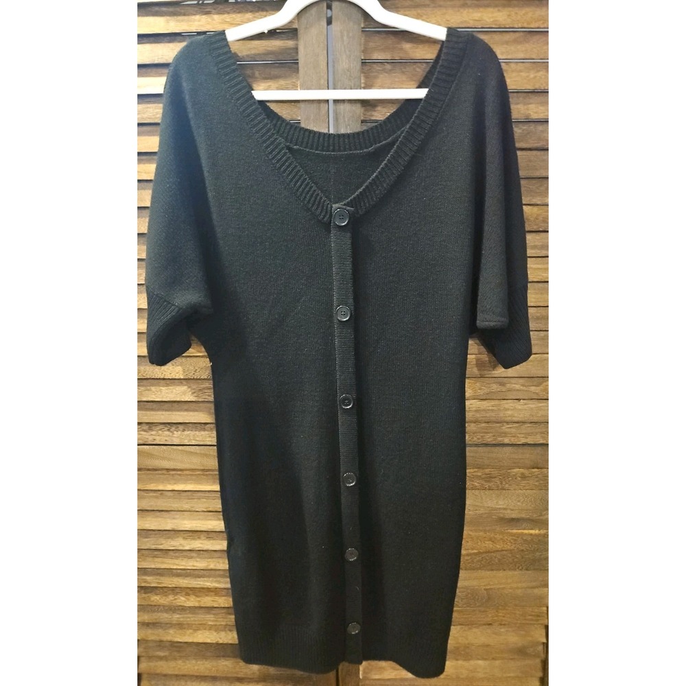New York & Co Reversible 2-way Dolman Sleve Sweater Midi Dress Sz M Minimal #872